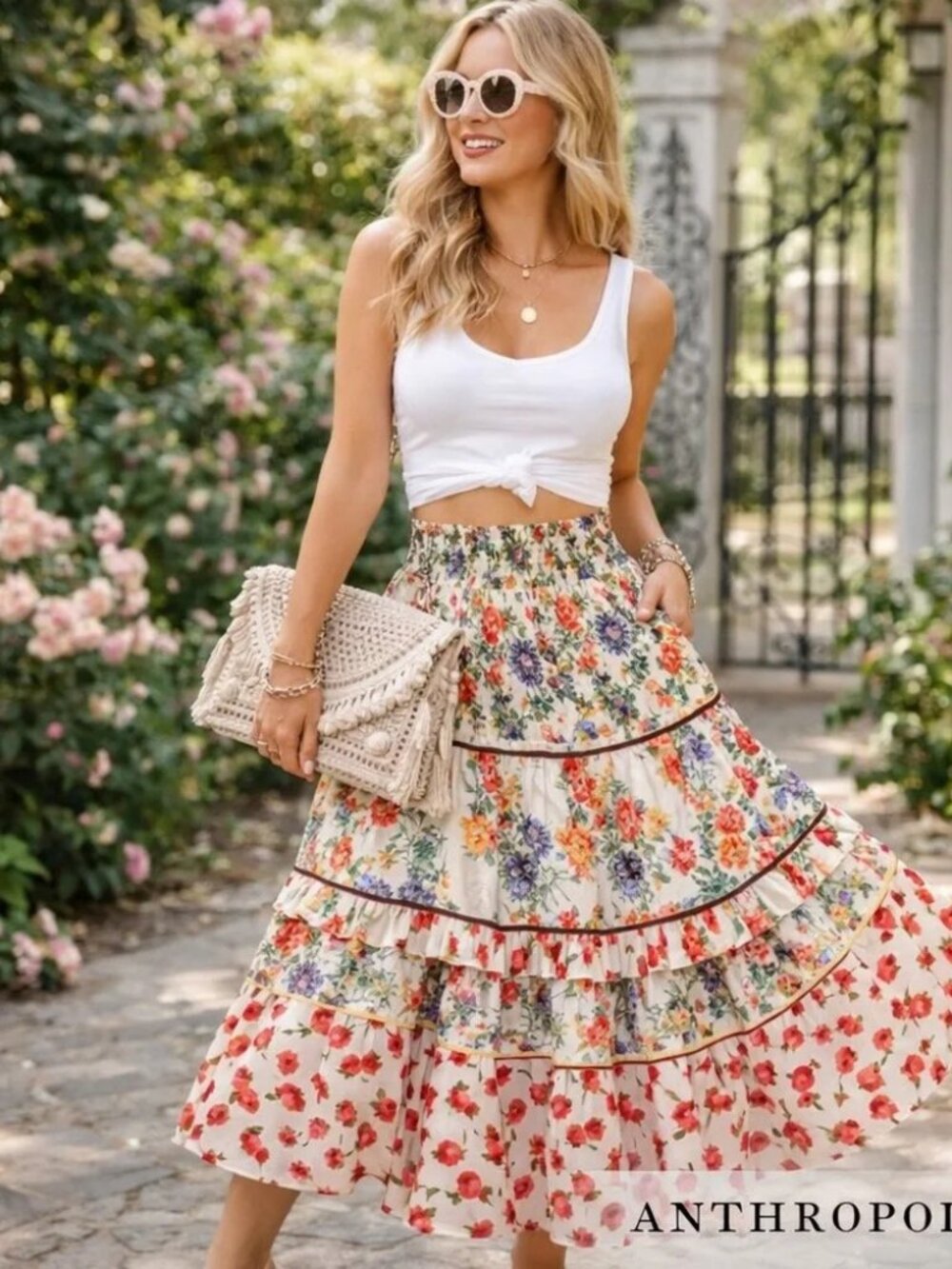 Anthropologie Faaria Tiered Boho Skirt.  SZ XS